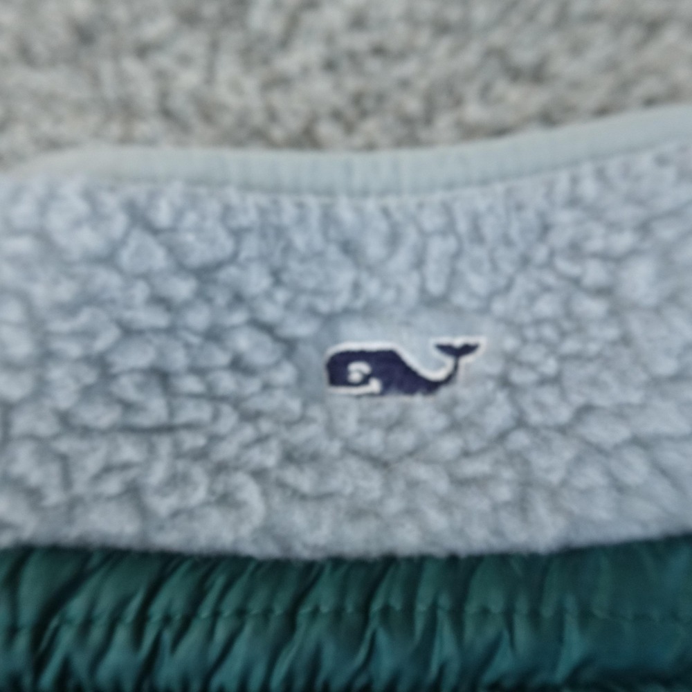 Vineyard Vines Vest Mens 2XL Gray Green Fleece Quilted Full Zip Jacket Preppy - Picture 6 of 12